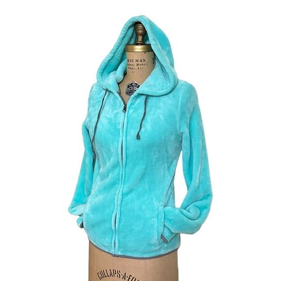 No boundaries turquoise ultra plush fleece full zip hoodie size Junior 7-9 - Picture 1 of 11